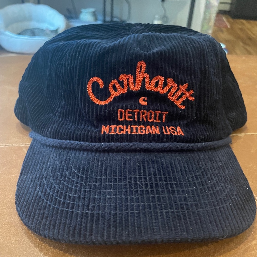 Carhartt WIP Blue/Orange Corduroy Hat with Adjustable Strap (O/S)